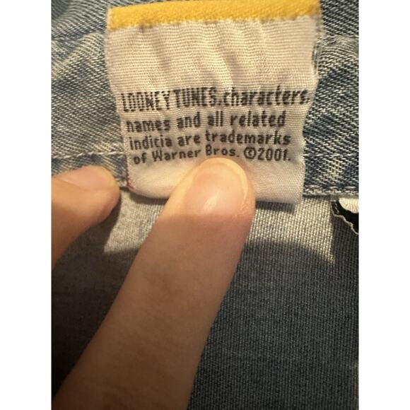 Tweety Bird Vintage Y2K Looney Tunes Embroidered Womens Denim Button Up Shirt XL - Picture 7 of 12